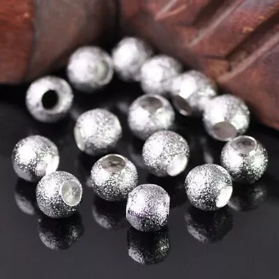 50pcs 8mm Round Metal Brass Loose Spacer Big Hole Beads For Jewelry Making • $3.95