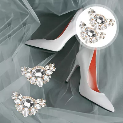 £6.89 • Buy 1 Pair Crystal Metal Shoe Clip Pearl Shoe Clips Removable Shoe Buckles