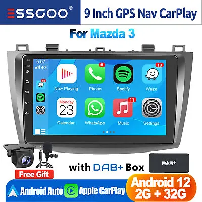 DAB+ Android 12 For Mazda 3 2010-13 9  CarPlay Stereo Head Unit GPS Touch Screen • $208.74