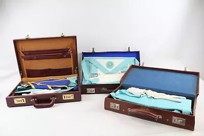 Cased Masonic Regalia Inc Jewels Aprons Gloves Collars Etc 3 X • £16