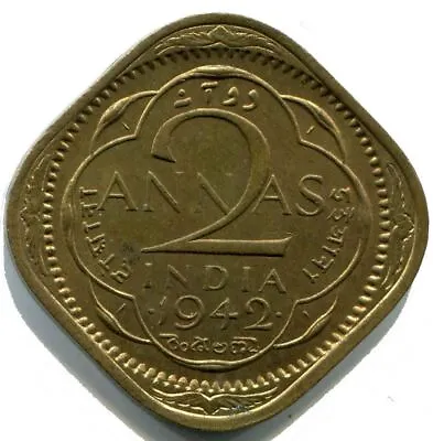 2 ANNAS 1942 INDIA-BRITISH Coin #AY969U • $10.73