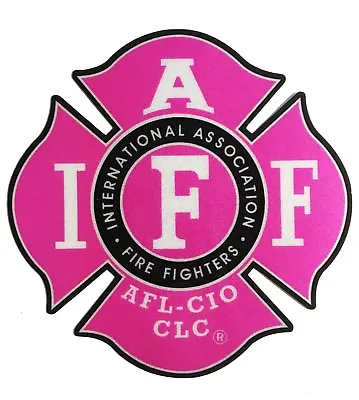 The 4  Reflective  PINK IAFF Union Vinyl Firefighter Us Made Window Decal • $6.99