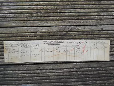 Central Wales & Carmarthen Junction Railway Wagon Invoice O/printed LNWR 1891 • £5.62