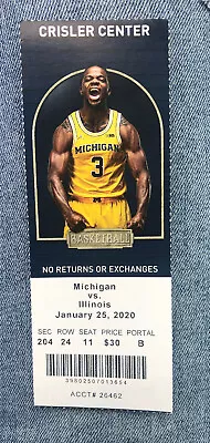 2019 - 2020 Michigan Wolverines Vs Illinois Basketball Ticket Stub • $4.99