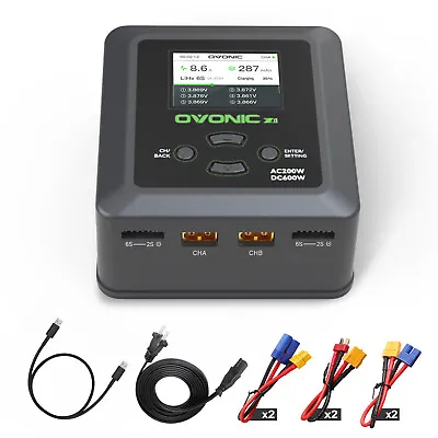 Ovonic X1 RC Battery Charger Dual AC200W DC600W 15A For LiPo Li-lon LiHV NiMH • $88.73