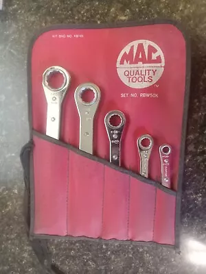 Mac Tools RBW50K Ratcheting Wrench Set W/ Kit Bag 5 Wrenches 10 Sizes • $75