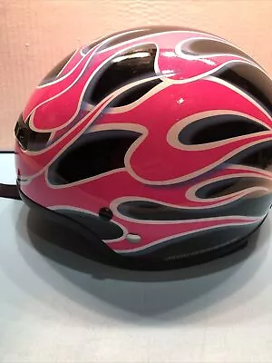 Z1R Motocycle Helmet ZRP-2M Black Pink W/ Flames DOT Open Face Vented - Small • $22.20