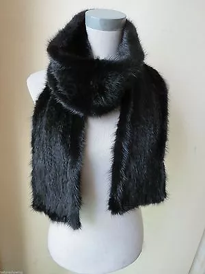 Men's Real Mink Fur Scarf Women Winter Warm Neckerchief Elegant Black 170*15CM • $58.65