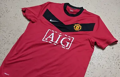 Manchester United Nike AIG Home Jersey L 2009 2010 Soccer Football Man U Red • $24.99