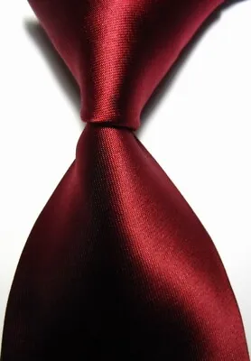 New Solid Plain Dark Red JACQUARD WOVEN 100% Silk Men's Wedding Tie Necktie • $4.99