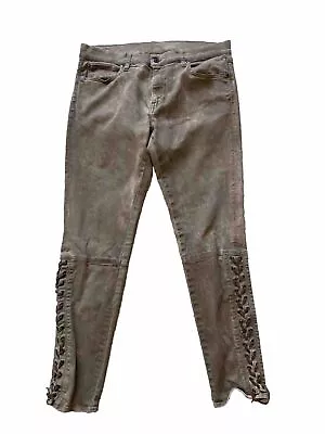 Ralph Lauren Polo Tompkins Skinny Jeans Rustic Tan Size 31 Leather Laced Men’s • $135