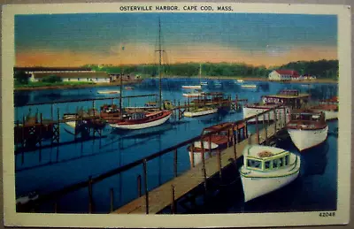 OSTERVILLE HARBOR CAPE COD MASS. - Vintage Linen Postcard - Unposted • $3