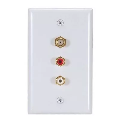 Eagle RCA Female Wall Plate With F Connector 2 RCA Jack White Gold Dual RCA Jack • $0.99