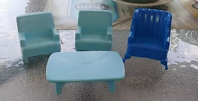 Vintage 1950's Plastic Dollhouse Furniture Living Room Chairs Table • $12.99