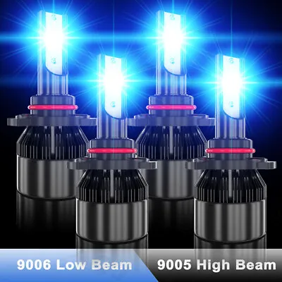 4PCS 9005 9006 LED Combo Headlight Kit Bulbs Ice Blue 8000K COB High & Low Beam • $27.74