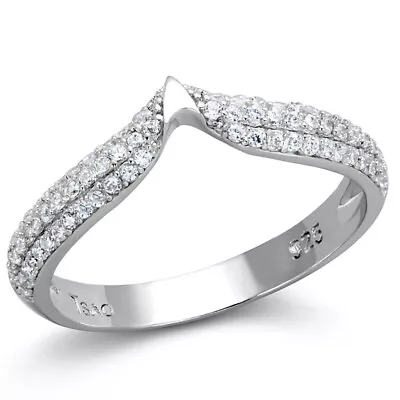 Elegant Micro Pave Simulated Diamond V Shape 925 Sterling Silver Wedding Ring • $90