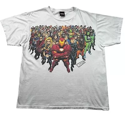 Vintage Marvel Shirt Adult Large White Super Heroes Mad Engine Iron Man Mens Y2K • $10