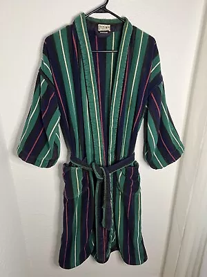 Vintage Christian Dior Monsieur Mens Robe 100% Cotton Green Striped One Size • $39.99