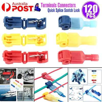 120pcs Terminals Connectors Quick Splice Scotch Lock Wire T Tap Scotchlock Cable • $9.98