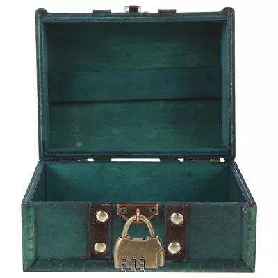 Antique Wooden Jewelry Box With Lock - Vintage Treasure Chest • £14.19