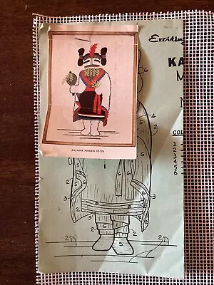 Needlepoint Canvas Indian Kachina Maiden Kit Design 18”x18” Vintage W/Color Code • $12.99