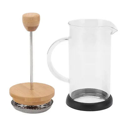 (350ml Bamboo Cover)French Coffee Press Heat Resistant French Press Sturdy Hand • £15.35