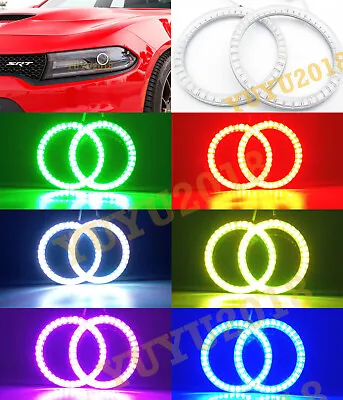 RGB Halo Rings For Dodge Charger 2015-2019 Headlight Bluetooth DRL Flash Lamp • $34.11