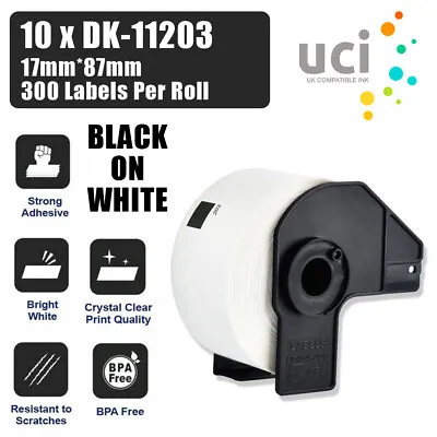 10x 17MM PRINTER LABEL Fits For BROTHER QL500 QL-500 QL-550 QL-570 DK11203 • £14.78