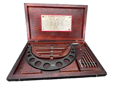 Vintage Starrett Micrometer Caliper Set 6-12  - No 224 - Very Nice W Wood Case • $250