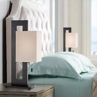 Modern Accent Table Lamps Set Of 2 Espresso Bronze Metal For Living Room Bedroom • $119.90