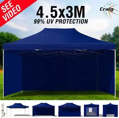 $298.95 • Buy 99% UV 3x4.5m Pop Up Gazebo Outdoor Folding Marquee Tent Canopy Oxford Navy Blue