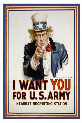 I WANT YOU - CLASSIC RECRUITING - UNCLE SAM - ART POSTER 24x36 - 36452 • $12.50