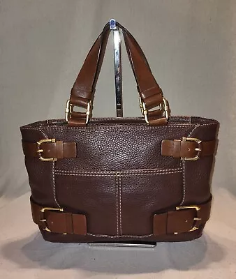 Michael Kors Brown Pebbled Leather Buckle Accents Hand Bag • $54