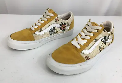 Vans Off The Wall Men's 5 Women's 6.5 Cottage Check Old Skool Gold Floral • $13.95