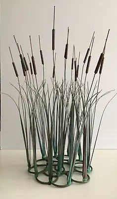 Kinetic Cattail Lily Pad Bronze & Copper Sculpture Max Howard • $299