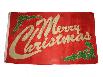 3x5 Merry Christmas Mistletoe Lettering Flag 3'x5' House Banner Fade Resistant • $9.88