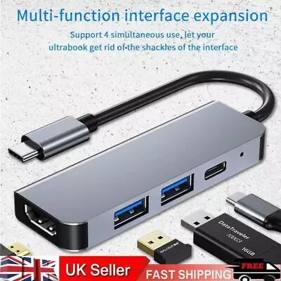 4-in-1 USB C PD 3.0 Type-C HUB Adapter Dock Fit For MacBook IPad Pro 11 12 B UK • £15.58