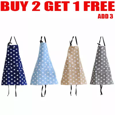 £2.99 • Buy Stars Apron With Pocket Cotton Linen Ladies Kitchen Apron Bib Cooking Baking QI 