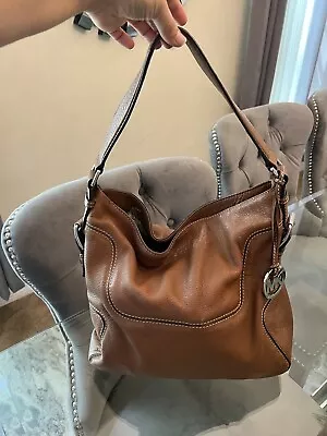 Michael Kors Brookville Large Brown Leather Shoulder Bag • $49.99