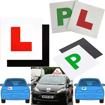 Magnetic L & P Plates Learner New Driver Exterior Car Secure Safe Sign • £2.70