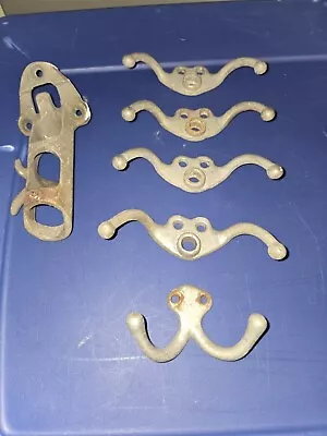 5 Vtg Hooks And Flag Pole Holder • $40.99