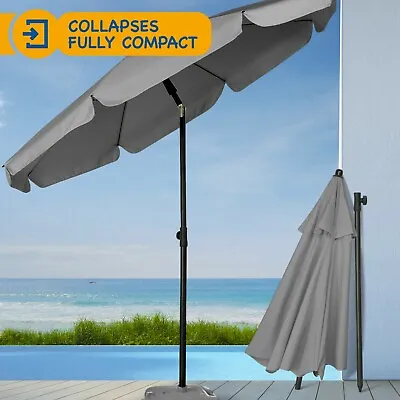 Grey 2M Garden Parasol Outdoor Umbrella Canopy Tilt Mechanism Grade B Used • £24.99