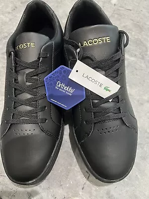 Lacoste Mens Black Leather Trainers Graduate Pro Sneakers - Size 9 • £39.99