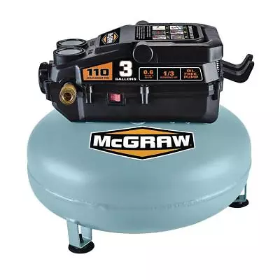 McGraw 3 Gallon 110 PSI Oil-Free Portable Pancake Air Compressor 1/3 HP • $113.74