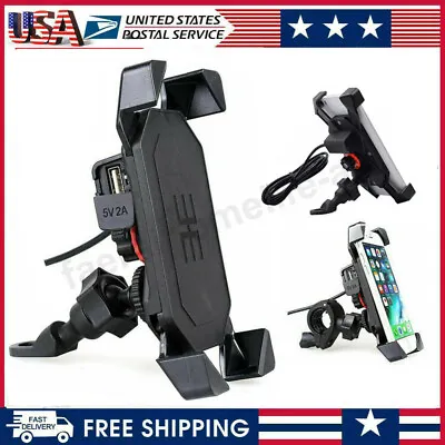 $13.99 • Buy Motorcycle Bike ATV Cell Phone GPS Handlebar Mirror Mount Holder USB Charger US