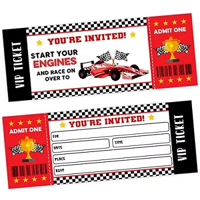 Car Racing Birthday Party Ticket Invitations Start Your Engins Motorcycle Car... • $19.67