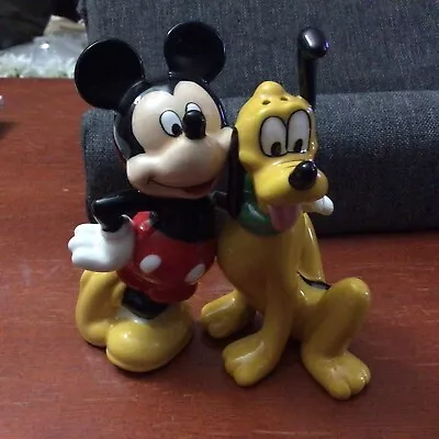 Disney Hugging Magnetic Mickey & His Dog Pluto  Salt And Pepper Shakers New • $24