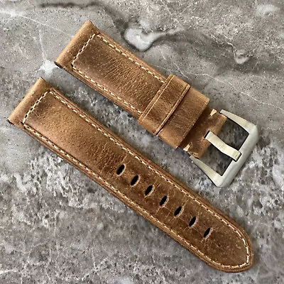 Quality Brown Assolutamente Leather Watch Strap For Panerai PAM 24mm Lug Watches • £38