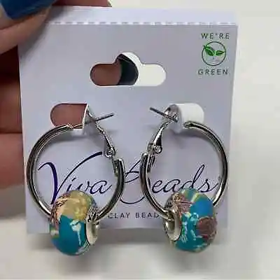 Viva Beads Clay Beaded Earth Design Hoops • $25