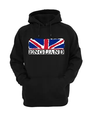 Mens Pullover Hoody Fleece Sweatshirt Union Jack  Hooded Jumper Top S -2XL Black • £12.99